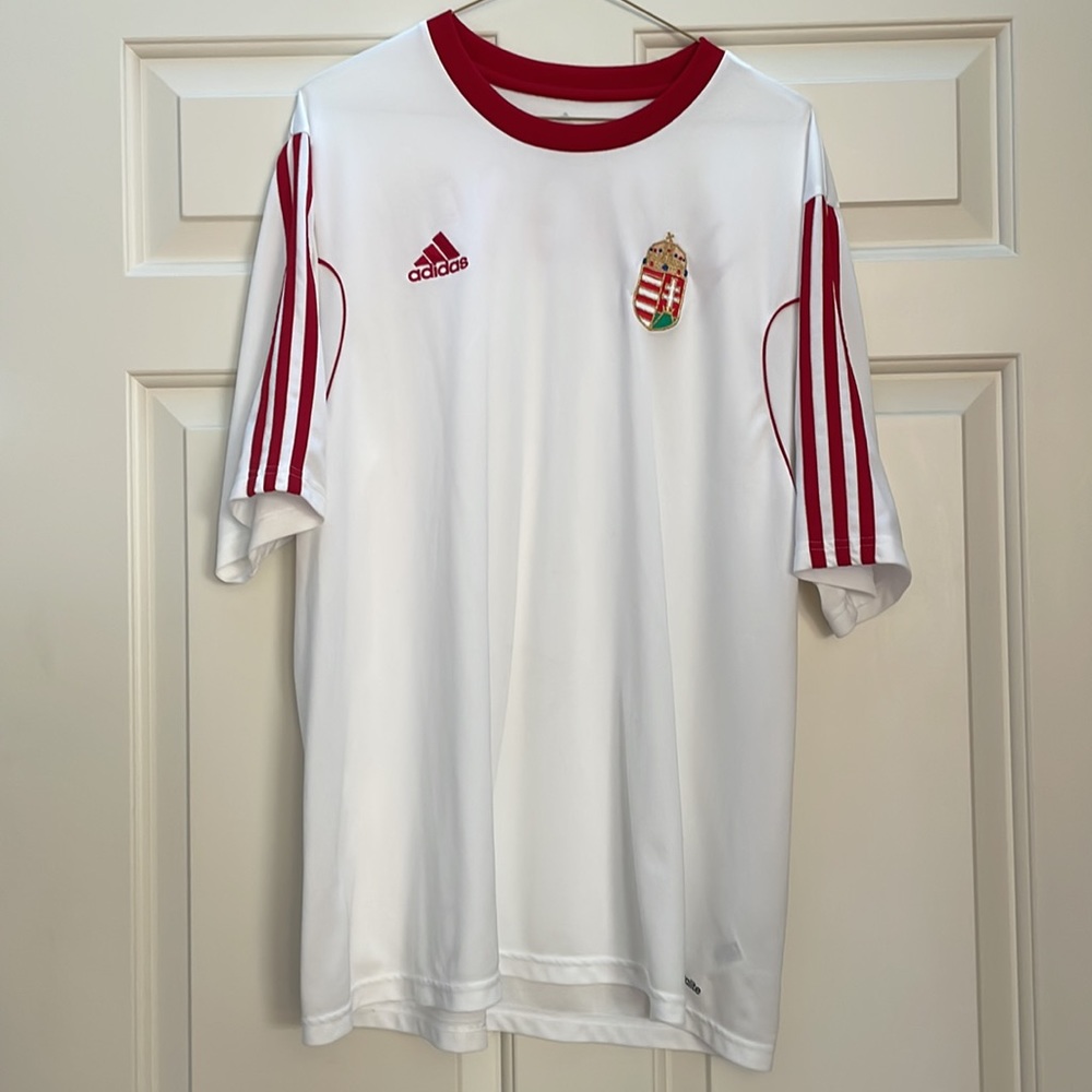 Vintage Adidas Hungary National Football Team Soccer Jersey Climalite Shirt XL